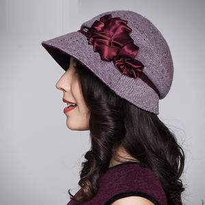 Nuevo Otoño Invierno lana sombreros <span class=keywords><strong>sombrero</strong></span> elegante caliente suave Panamá mujeres flores <span class=keywords><strong>cuenca</strong></span> Fedora sombreros mujer adulta Iglesia gorras h6742 - Product Image 6