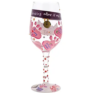 גביע גדול כוס יין אדום סט כוסות יין דקורטיביות מצוירות בעבודת יד בהתאמה אישית