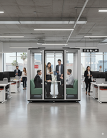Cabine d'enregistrement insonorisée mobile et silencieuse de conception modulaire pour entrepôts et centres commerciaux – Pod de bureau durable