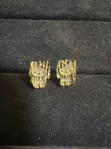 Boucles d'oreilles clous en acier inoxydable en forme de cœur, faites à la main, serties de pierres, avec fermoir, plaqué or 18 carats, pour femme, idéales pour les soirées - Product Image 3