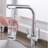 Robinet 3 voies DOGO RO System pour évier de cuisine, en acier inoxydable 304, granit Avena, eau chaude, eau froide et eau pure
