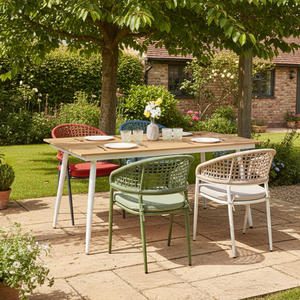 Chaise de salle à manger en rotin d'extérieur avec coussin, fauteuil de patio en aluminium vert tressé pour jardin et balcon - Product Image 5