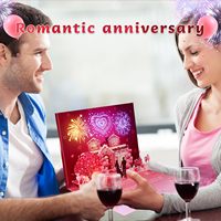 Kartu hari jadi 3D dengan lampu dan kartu Pop up musik, kartu kembang api LED kartu Valentine