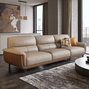 Bộ ghế <span class=keywords><strong>sofa</strong></span> mô-đun bằng da thật kiểu Ý, chân thép không gỉ, thiết kế hiện đại, đệm mút, có thể làm giường đơn cho không gian nhỏ - Product Image 3