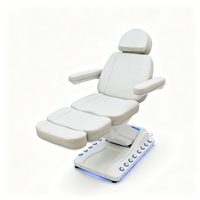 Fauteuil Cosmétique Électrique 4 Moteurs, Lit de Beauté Facial, Fauteuil Podologique, Chaise de Tatouage Inclinable Réglable avec Lumière LED