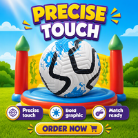 Ballon de football de haute qualité en cuir PU bleu, taille 5, motif et logo personnalisés, cousu à la machine, pour adultes