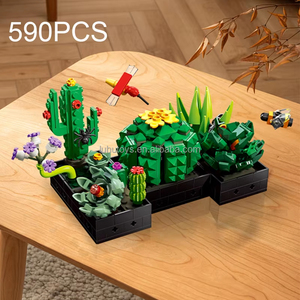 590Pcs Mọng Nước Nhà Máy Trong Chậu Xây Dựng Khối Thiết Lập Hoa Cây Xương Rồng Lắp Ráp Mô Hình Gạch Máy Tính Để Bàn Trang Trí Trẻ Em Đồ Chơi Quà Tặng Sinh Nhật - Product Image 1