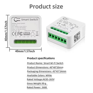 Interrupteur intelligent WiFi <span class=keywords><strong>de</strong></span> sécurité MT-TDQ-16A-1G pour usage domestique, compatible Matter, HomeKit, commande vocale Alexa, télécommande 16A, Google <span class=keywords><strong>Assistant</strong></span> - Product Image 6