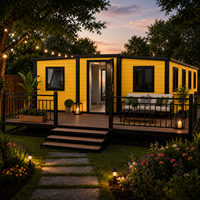 Maison Modulaire de Luxe avec Terrasse Avant, Conteneur Préfabriqué Effet Bois pour Jardin, Complexe Hôtelier et Villa de Vacances