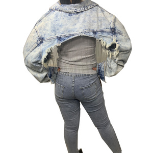 New Luxury Ladies <strong>Denim</strong> <strong>Jacket</strong> Fashion Women Dangle Chain Beading <strong>Fringes</strong> Jean Short Punk Coat <strong>Jacket</strong> - Product Image 5