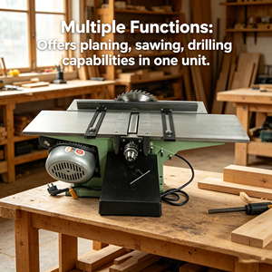 Scie à table multifonction avec raboteuse, dégauchisseuse et perceuse tout-en-un pour le travail du bois à domicile et en atelier - Product Image 1