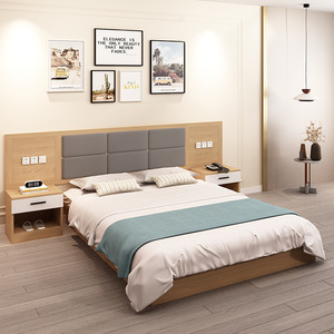 Ensemble de meubles de chambre d'hôtel Options de taille Twin Double King Queen Lit plateforme en bois pas cher avec tête de lit et table de chevet - Product Image 5