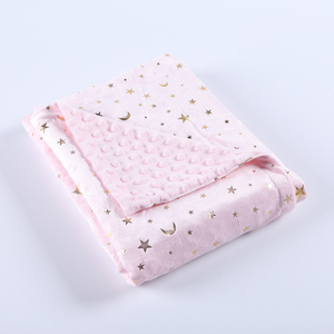 Vente en gros prix compétitif <span class=keywords><strong>rose</strong></span> étoile lune super doux épais chaud <span class=keywords><strong>minky</strong></span> dot bébé <span class=keywords><strong>couverture</strong></span> - Product Image 2