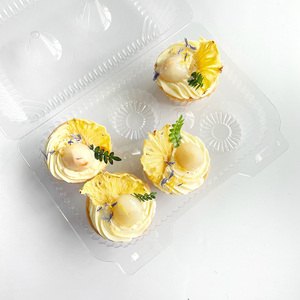 6 Count Transparent Plastic Hinged Clamshell Packaging <strong>Box</strong> For Cookies Desserts Pastry Muffins <strong>Cupcakes</strong> For Food Embossed Print - Product Image 3