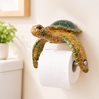 Porte-papier toilette en résine personnalisé en forme de requin, pieuvre, tortue, décorations créatives en résine pour la salle de bain