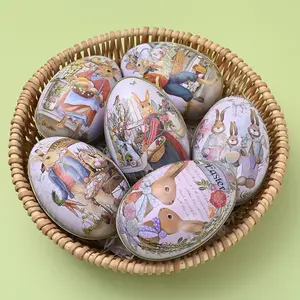 3 tailles de boîte à oeufs de Pâques en métal bonbons chocolat enfants cadeaux porte-oeufs de Pâques lapin imprimé décorations de Pâques