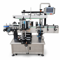 Machine d'étiquetage de bouteilles rondes électrique semi-automatique double face avec PLC et boîte de vitesses