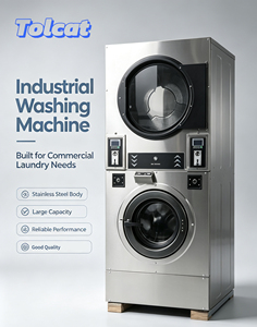 Lavasciuga Commerciale <span class=keywords><strong>a</strong></span> Colonna in Acciaio Inox 304, con Funzionamento <span class=keywords><strong>a</strong></span> Moneta/Carta, per Lavanderie <span class=keywords><strong>Industriali</strong></span> e Hotel - Product Image 1