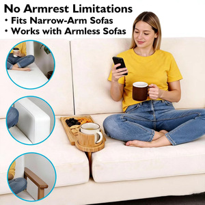 <b>Bamboo</b> Sofa Crevices Tray With Cup Holder Wooden Remote Storage Rack Multifunction Coffee <b>Table</b> For Living Room - Product Image 3