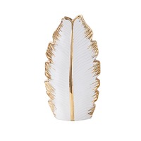 Décoration intérieure Sculpture de feuilles en céramique de luxe Vase à fleurs Décoration intérieure Accessoires pour la maison Meubles Artisanat en céramique Cadeau