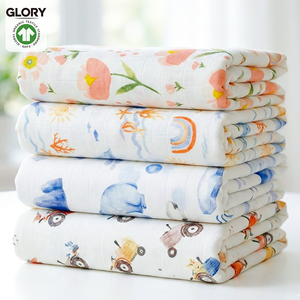 Couverture d'emmaillotage <span class=keywords><strong>en</strong></span> mousseline 2 couches personnalisable avec étiquette privée, respirante, anti-régurgitation, couverture d'allaitement et pare-soleil pour <span class=keywords><strong>poussette</strong></span> - Product Image 1