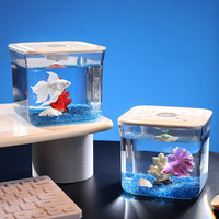 PAIPET Aquarium cylindrique de bureau avec éclairage LED et filtre cascade à suspendre - Petit kit d'aquarium incassable pour Betta