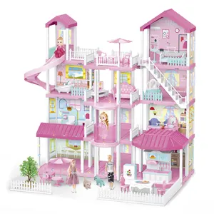2020趋势4层Diy Dollhouse迷你豪宅别墅玩具与娃娃生日礼物女孩生日礼物