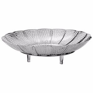 Stainless Steel Steamer Tray Foldable With Legs For Steaming Dumplings And Vegetables - Product Image 1