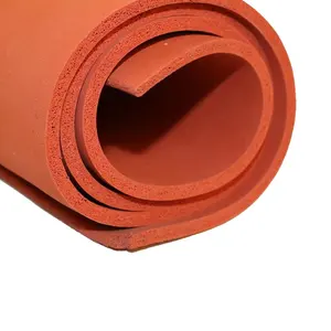 Fábrica Atacado Alta Temperatura Suave Vermelho Personalizado Cor Textura Superfície Esponja De Espuma De Silicone Folha De Borracha para Hot Stamping