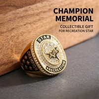 Bague de championnat personnalisée pour basketball, football, hockey – Bague de champion avec nom d'équipe, année, numéro et pierres latérales – Cadeau de récompense sportive