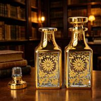 Flacons de parfum classiques carrés en verre de 150 ml et grands flacons d'attar avec bouchon en verre gravé à l'or, marque OEM