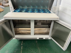 Bàn làm việc dưới quầy Tủ đông thép không gỉ 201 Quạt làm mát sử dụng thương mại 2 cửa điều khiển kỹ thuật số bánh Pizza chuẩn bị bảng - Product Image 5