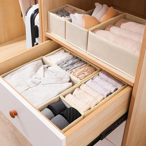 Ensemble de 6 boîtes de rangement en tissu non tissé, rectangulaires, pliables, sans couvercle, empilables, pour tiroir, sous-vêtements, chaussettes, vêtements - Product Image 5