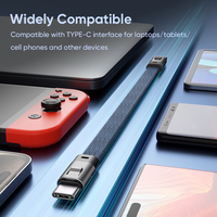 Câble de données USB-C anti-perte en gros avec porte-clés, 0,22 m, 240 W, tressé en nylon, câble de charge rapide PD pour téléphone portable et batterie externe Type-C