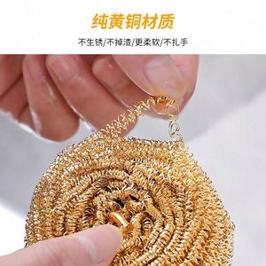 Kitchen <b>Stainless</b> <b>Steel</b> Spiral Cleaning Brush Heavy Duty Eco-Friendly Golden Nylon Bristles Scrub <b>Cleaner</b> for Dishes Wall Tub - Product Image 2