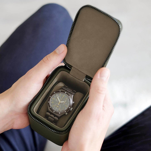 Custom olive green leather watch travel collector cardboard case box watch gift packaging boxes gift custom zipper watch box