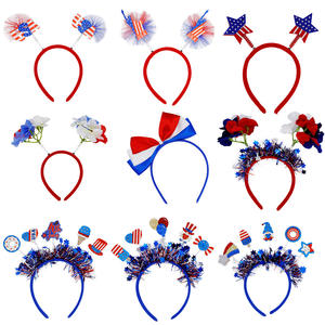 Transfronterizo para Amazon Nueva Bandera de EE. UU. Diadema del Día DE LA Independencia Vestido del Día Nacional Accesorios del Festival Rojo Blanco Azul Sombreros de plástico - Product Image 2