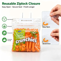 Sac refermable en LDPE avec fermeture éclair, matériau de qualité alimentaire, impression personnalisée du logo, emballage