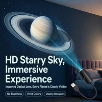 Proyector de Estrellas LED USB, Lámpara de Proyección de Planetas y Luna con Cuello Flexible y Diapositivas Intercambiables para Decoración de Dormitorios