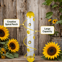 Mangeoire à oiseaux en tube transparent de couleur personnalisée, perchoir en spirale en fil métallique, plusieurs ports d'alimentation, résistante à la rouille, écologique, avec couvercle en dôme et boucle de suspension