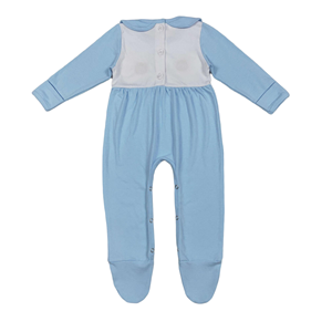 Diseño de Acción de Gracias de alta calidad bordado calabaza pavo azul mameluco de punto de manga larga para bebés niños Boutique venta al por mayor ODM - Product Image 2