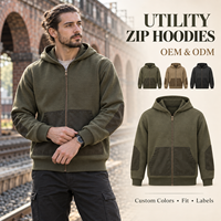 Blouson d'hiver zippé pour homme, style utilitaire, avec poches contrastantes et coudières renforcées, idéal pour le travail et le quotidien