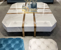 Table basse de luxe en acier inoxydable, pieds en marbre blanc, moderne, pour salon, offre spéciale,