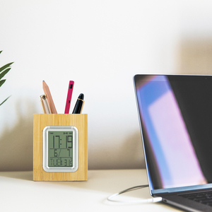 Led bút điện tử đồng hồ thời gian Lịch hiển thị kỹ thuật số penholder dlock bàn văn phòng phẩm dtorage Quà Tặng - Product Image 2