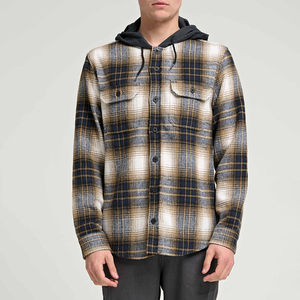 Custom Soft Cotton Flannel <strong>Hoodie</strong> Men High Quality Chest Pockets Men <strong>Check</strong> Flannel Hooded <strong>Shirt</strong> - Product Image 1