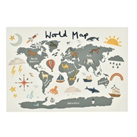 Enfants carte du monde tapisserie soleil lune planète toile Art affiche tenture murale pépinière chambre école photographie arrière-plan accessoires décor