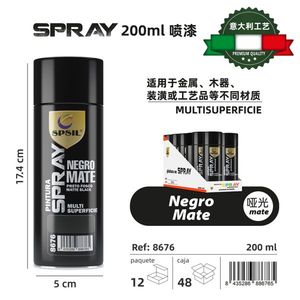 Spray Negro Mate 200ml Multisuperficie Paint For Metal Wood Craft - Product Image 3