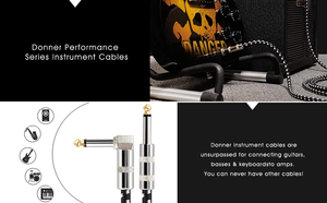 Right <b>Angle</b> 6.35mm Guitar Cable Braided Instrument Cable for Electric Guitar Bass Amplifier - Product Image 2