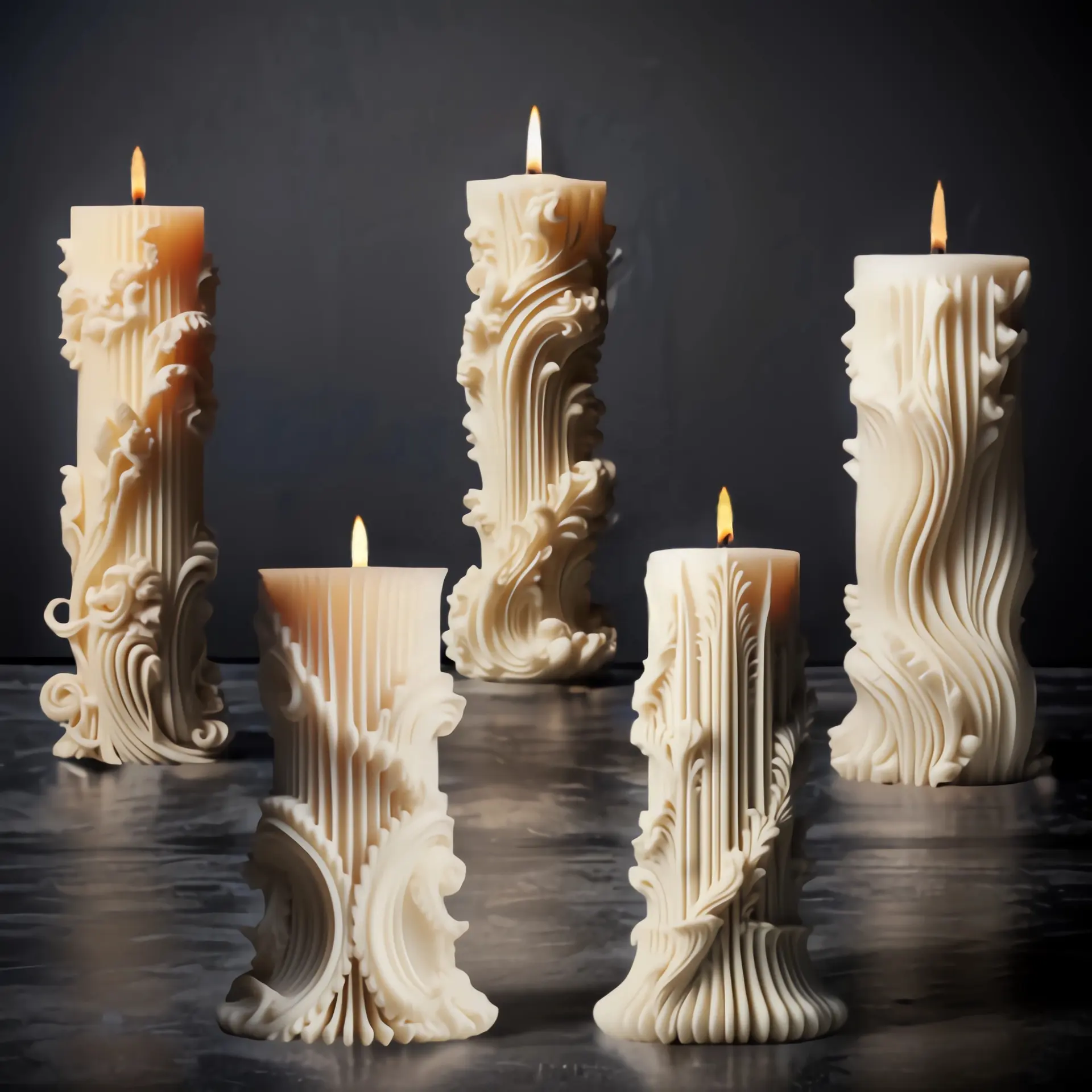 DM855 stile europeo fai da te pilastro a strisce cera di soia 3D aromaterapia Retro candela cilindrica stampo Silicone decorazione per la casa
