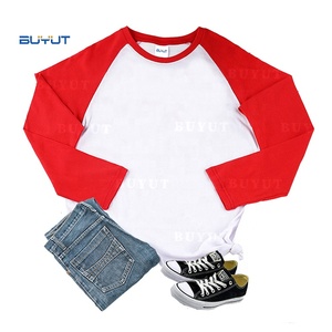 USA Raglan manches longues col rond unisexe hommes femmes Polyester t-shirt coton sensation <span class=keywords><strong>Pastel</strong></span> contraste couleur Sublimation chemises - Product Image 4